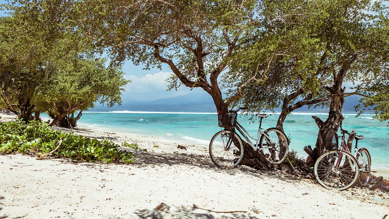 bicycle, beach, bali